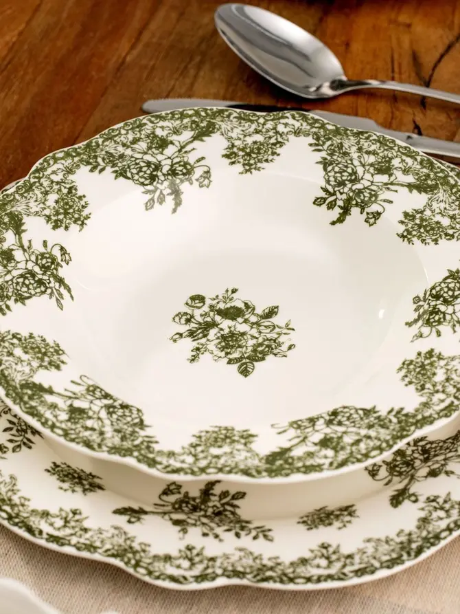 Talerz LOURRY porcelanowy głęboki zielony 22 cm