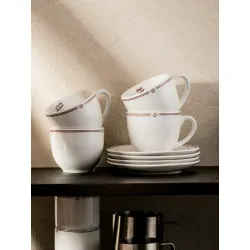 Zestaw filiżanek ze spodkiem PATISSERIE porcelanowych dużych, 0,25 l 4 szt.